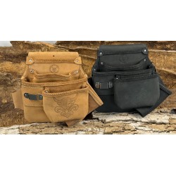 Sac à outils avec porte marteau&tape multi rangement droitier en cuir de bœuf