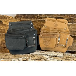 Sac à outils multirangement 5 poches & équerre gaucher en cuir de bœuf