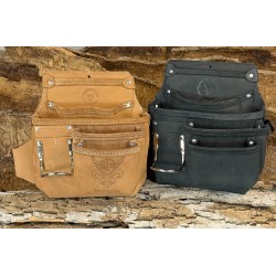 Sac à outils multirangement 5 poches&equerre droitier en cuir de bœuf