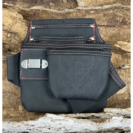 Sac à outils avec porte marteau&tape multi rangement droitier en cuir de bœuf ÉDITION NR