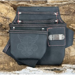 Sac à outils avec porte-marteau & ruban – multi-rangement gaucher en cuir de bœuf *ÉDITION NFR
