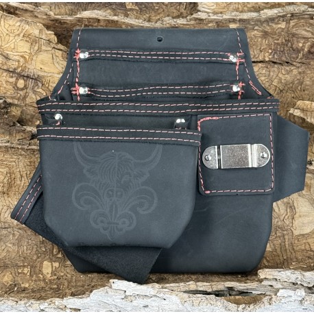 Sac à outils avec porte-marteau & ruban – multi-rangement gaucher en cuir de bœuf *ÉDITION NFR